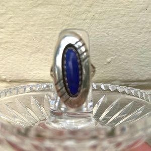 Vintage Sterling Silver Lapis Oval Ring by Navajo Artist PP